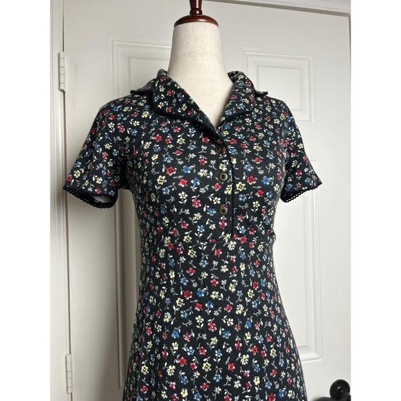 VTG 90s Aeropostale Floral Midi Dress XS Short Sleeve Button up Henley - Picture 4 of 5